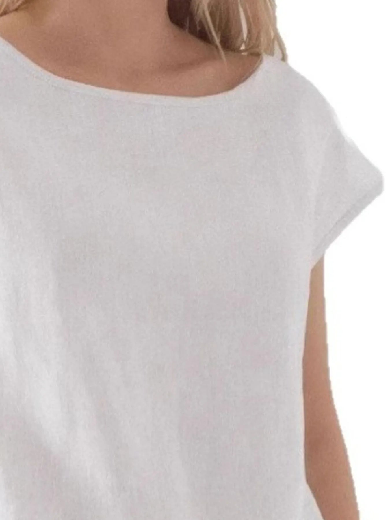 Round Neck Cap Sleeve Blouse - Velora
