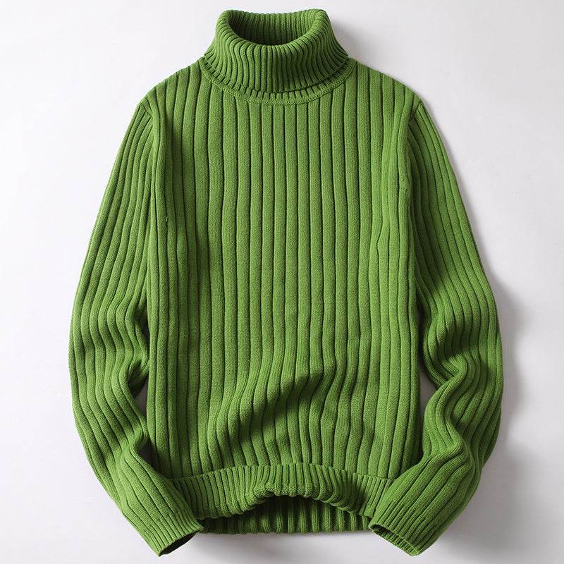 Turtleneck Sweater Men Women Ins Fashion Solid Striped Bottoming Sweater Autumn And Winter Tops Clothing - Velora