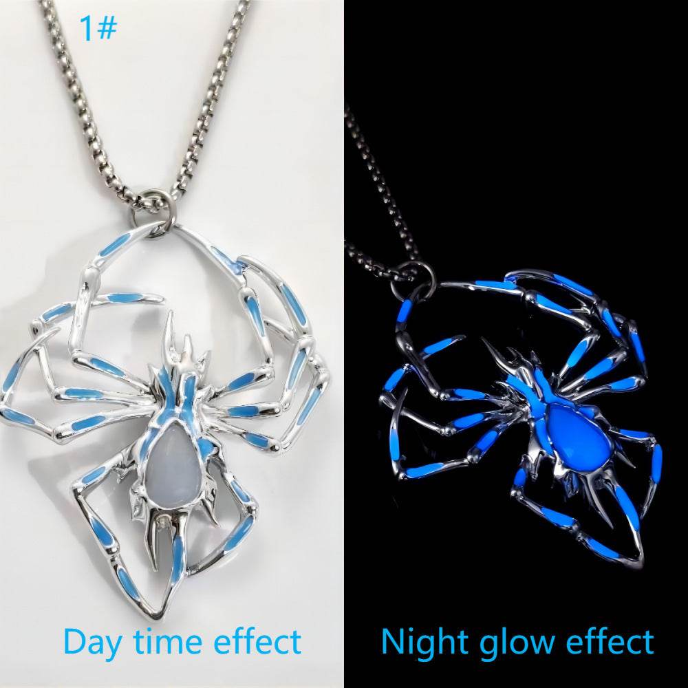 Halloween Creative Stereo Luminous Spider Necklace Jewerly Glowing Night Fluorescence Antique Vintage Glow In The Dark For Men Women Gift Party Halloween Day Club - Velora