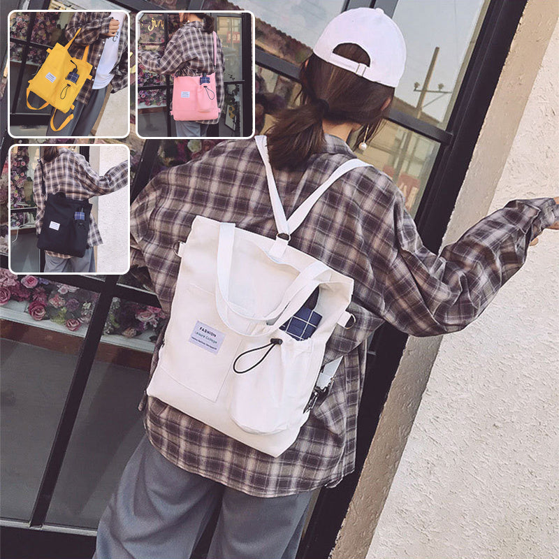Harajuku Canvas Bags Students Handbag With Pockets Preppy Buckpack Shoulder Bag For Women Shoolbags - Velora