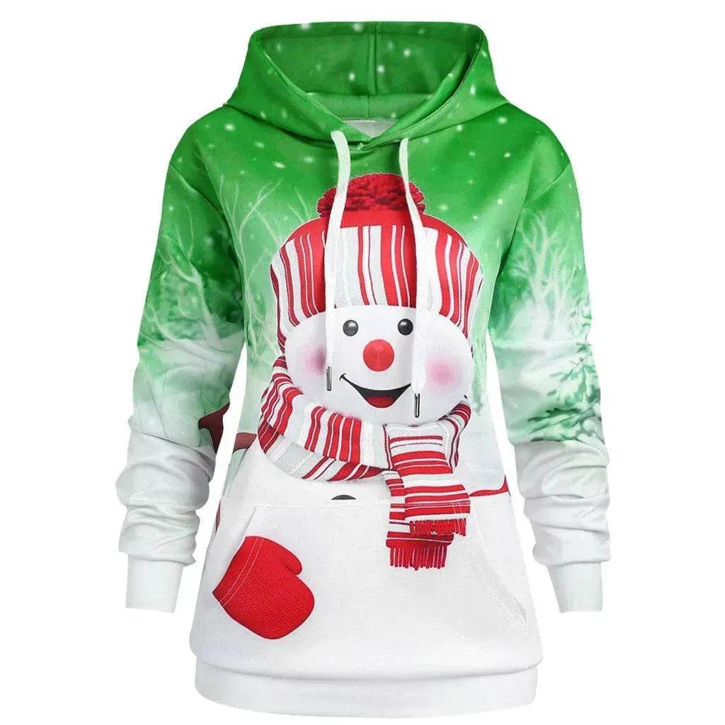 Ugly Christmas snowman print Hoodie sweatshirt - Velora