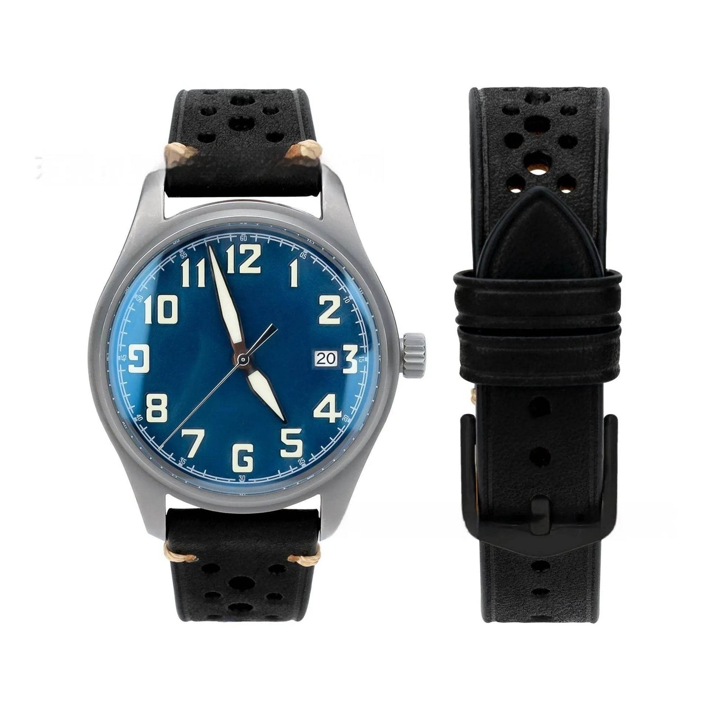20mm Watch First Layer Cow Leather Watch Strap Retro Comfort - Velora