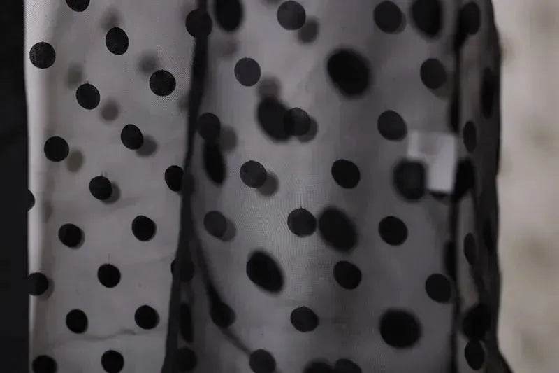 Middle East Apparel Women's Cross-border Polka Dot Perspective Cardigan Long Shawl Open Front Abaya Kimono Abaya for Dubai Turkey Women Two piece - Velora