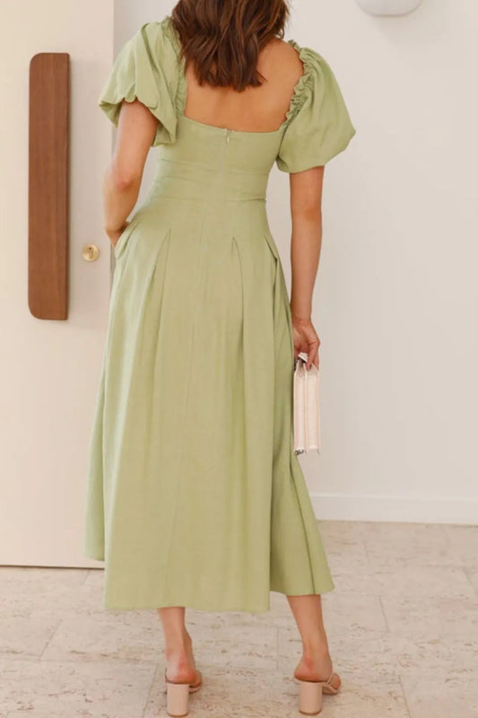 Sweetheart Neck Puff Sleeve Dress - Velora