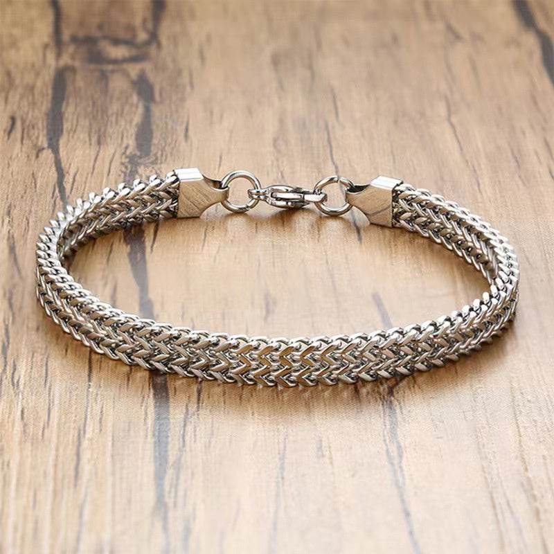 18K Gold Thick Hemp Flowers High-grade Exquisite And Versatile Personality Chain Titanium Steel Bracelet For Men Women Jewelry Gift - Velora