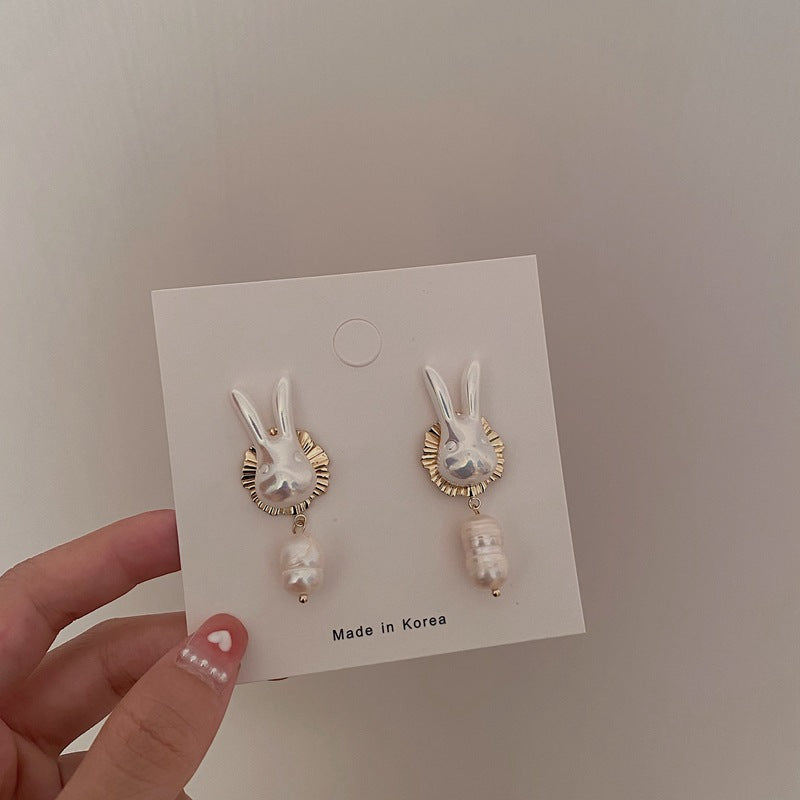 925 Silver Needle Cute Pearl Bunny Baroque Pearl https://like2b-uy