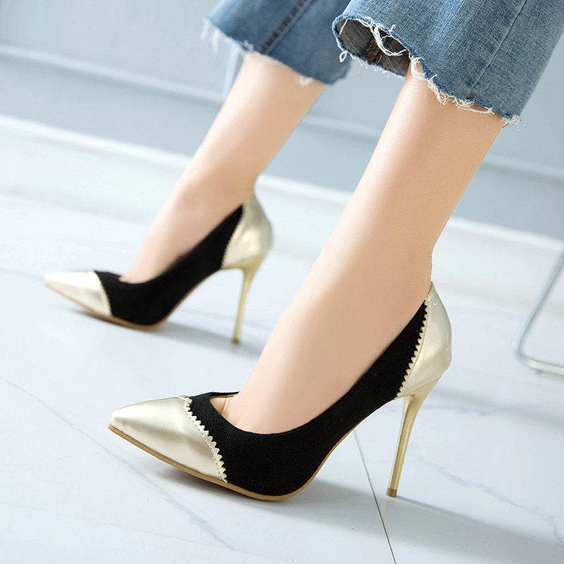 Low stiletto suede patent leather shoes - Velora