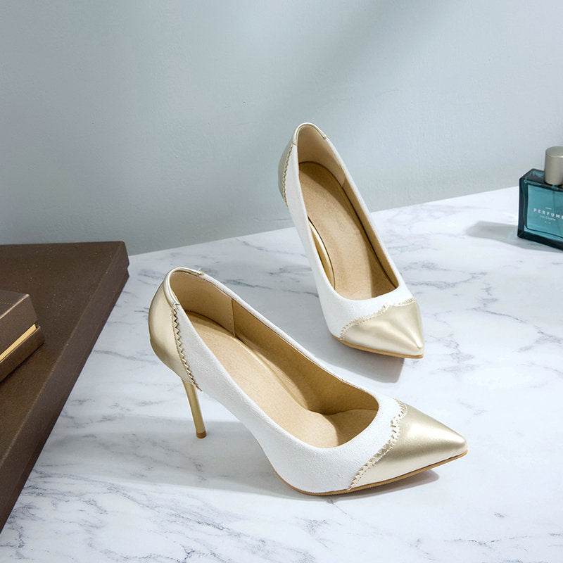 Low stiletto suede patent leather shoes - Velora