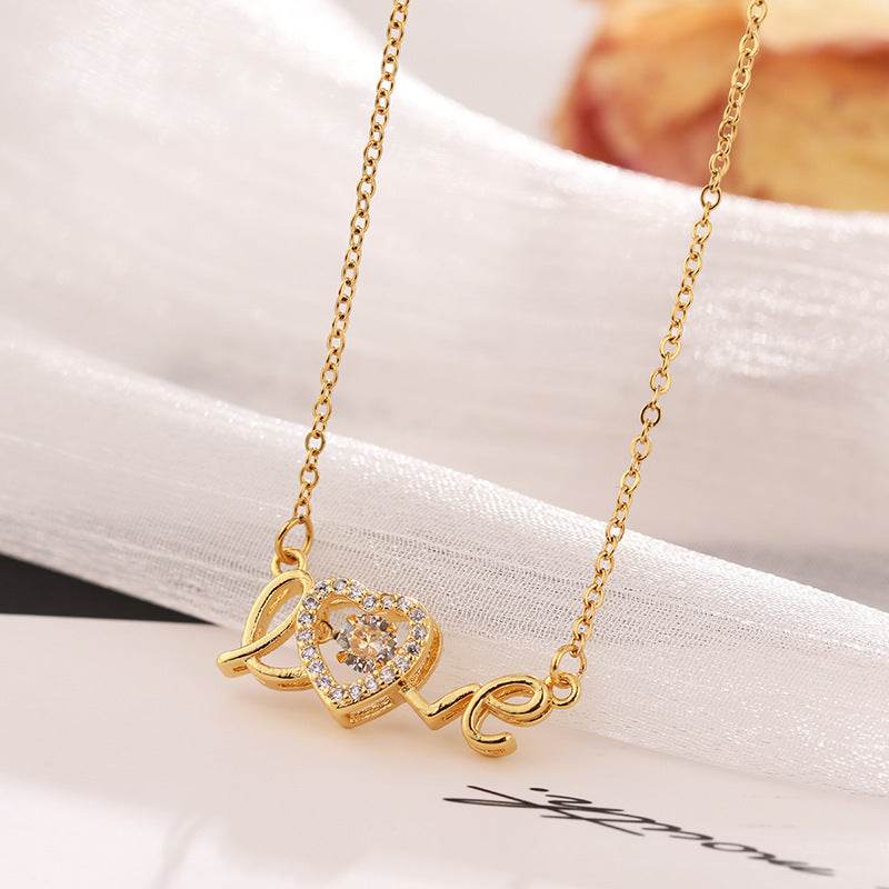 Valentines Day Gift New Titanium Steel Necklace Fashion New Love Smart Necklace Female Clavicle Chain Fashion Jewelry Woman - Velora