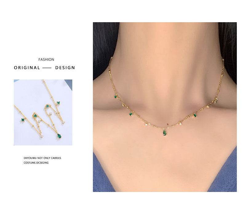 Generous water drop emerald zircon necklace - Velora