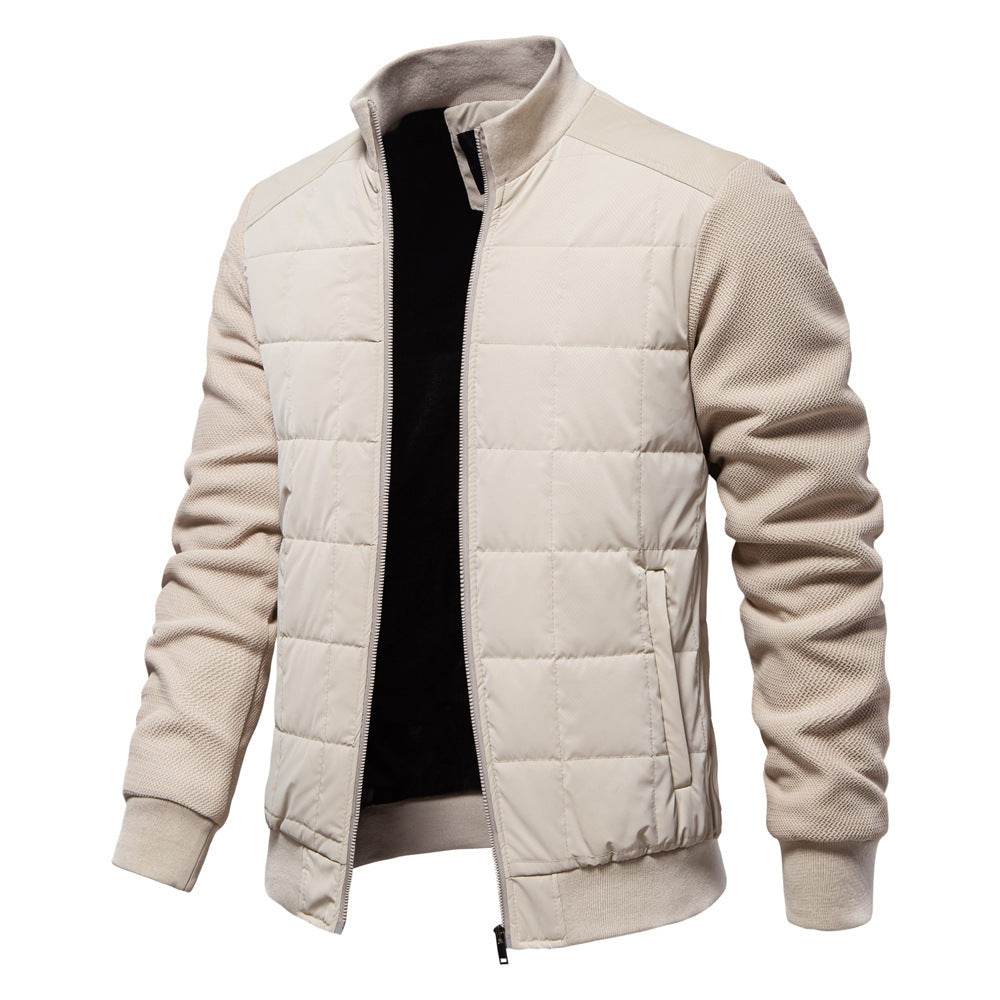 Fashion Stitching Coat Winter Personality Stand Collar Zipper Jacket Men's Clothing - Velora