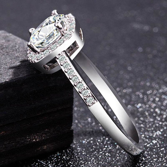 Luxury Silver Engagement Ring - Velora