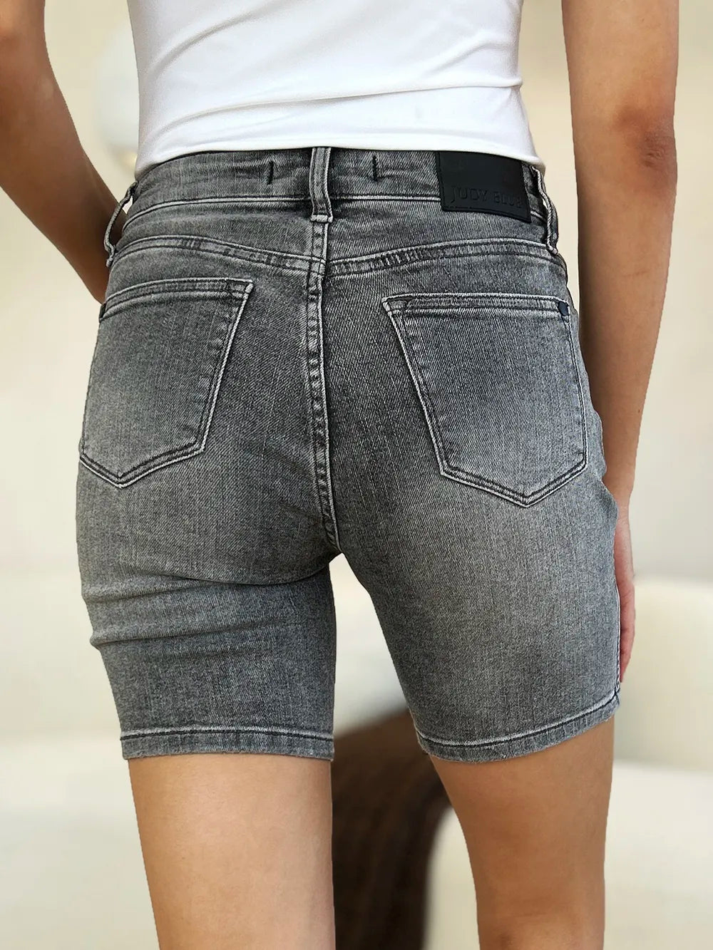 Judy Blue Full Size High Waist Washed Denim Shorts - Velora