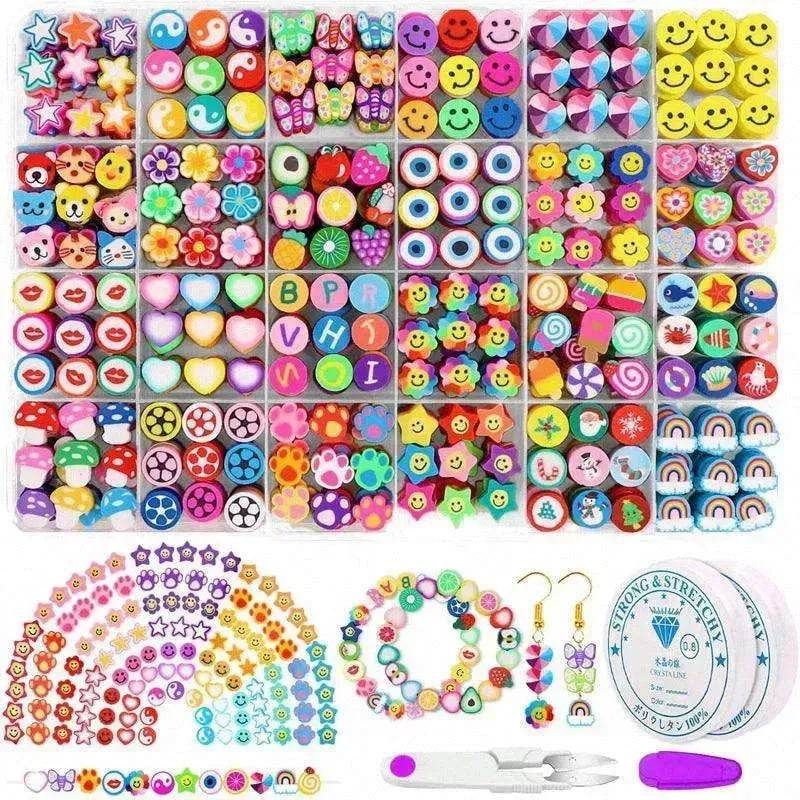 24 Grid 480 PCs Colorful Polymer Clay Beaded Set DIY Bracelet - Velora