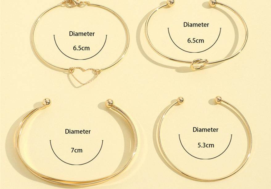 Vintage Gold Crystal Heart Letter Love Bangle Bracelet For Women Fashion Multi-layer Geometric Charm Bracelets Jewelry Gifts - Velora