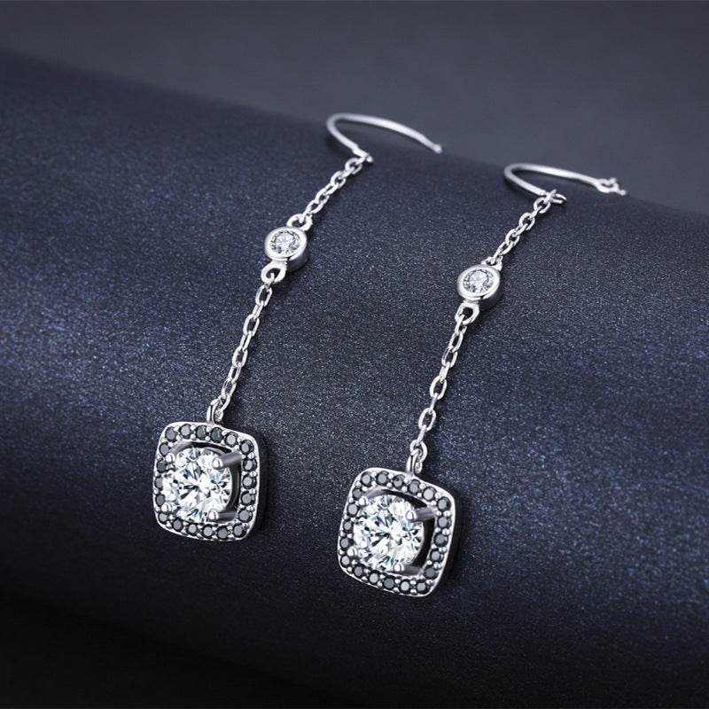 Light Luxury Long Copper Plated Zircon Dangle Earrings - Velora