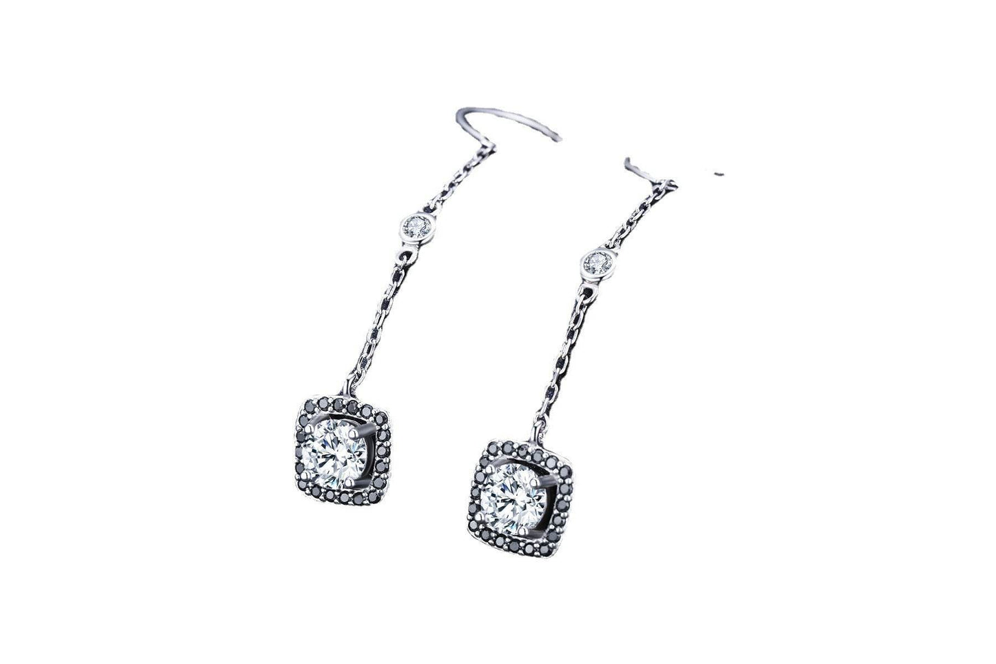 Light Luxury Long Copper Plated Zircon Dangle Earrings - Velora