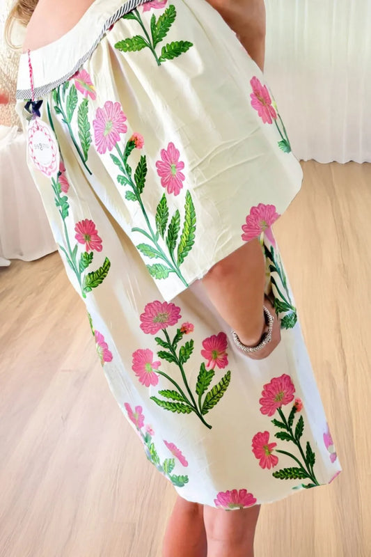 Floral Print Flutter Sleeve Summer Mini Dress - Velora