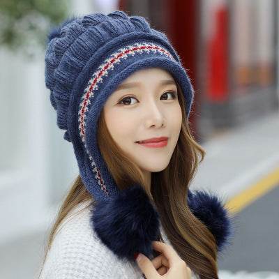 Cozy Knit Fleece-Feel Beanie With Ear Flaps & Pompom Warm Winter Hat For Women Perfect For Skiing & Outdoor Activities - Velora