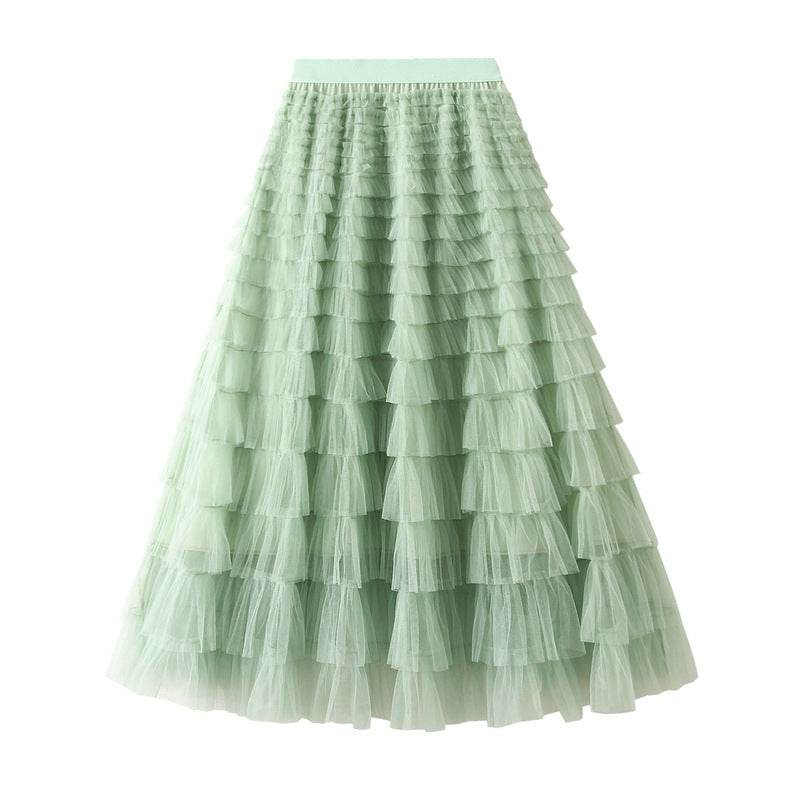 Cake Skirt Women's White Gauze long Layered tulle Skirt - Velora