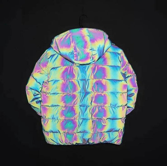 Rainbow reflection winter Puffer coat Unisex - Velora