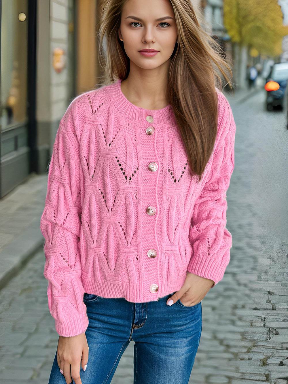 Button Knitted Cardigan Sweater Coat - Velora