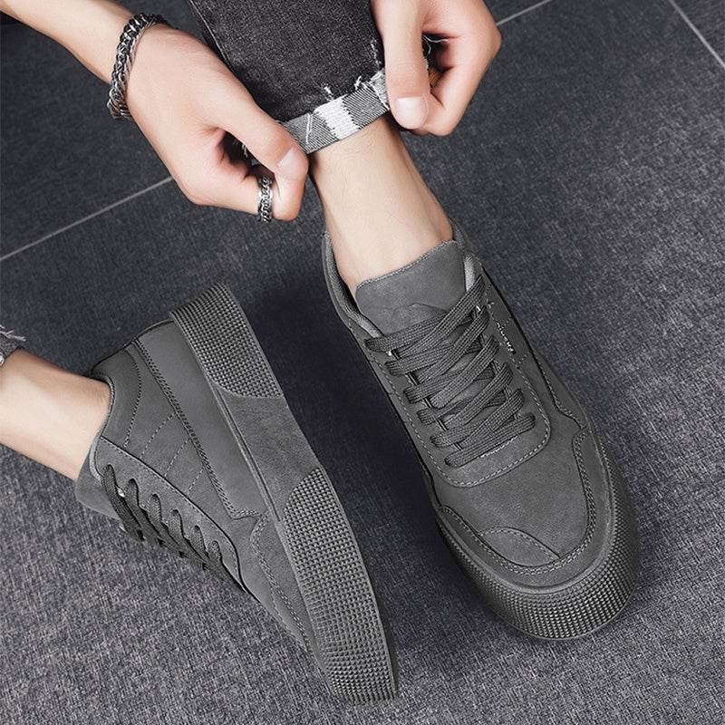 Casual Board Flat Shoes Men Breathable Thick-soled Lace-up Sneakers For Walking Running - Velora