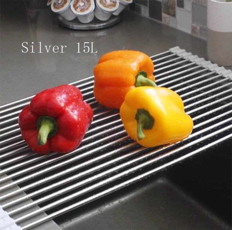 Folding Kitchen Drain Sink Rack Stainless Steel sink caddies - Velora