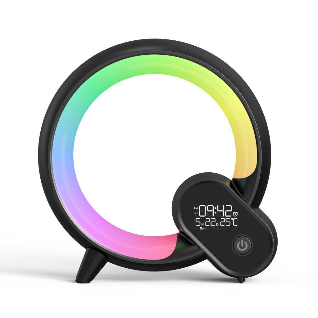Creative Q Light Analog Sunrise Digital Display Alarm Clock Bluetooth Audio Intelligent Wake-up Q Colorful Atmosphere Light - Velora