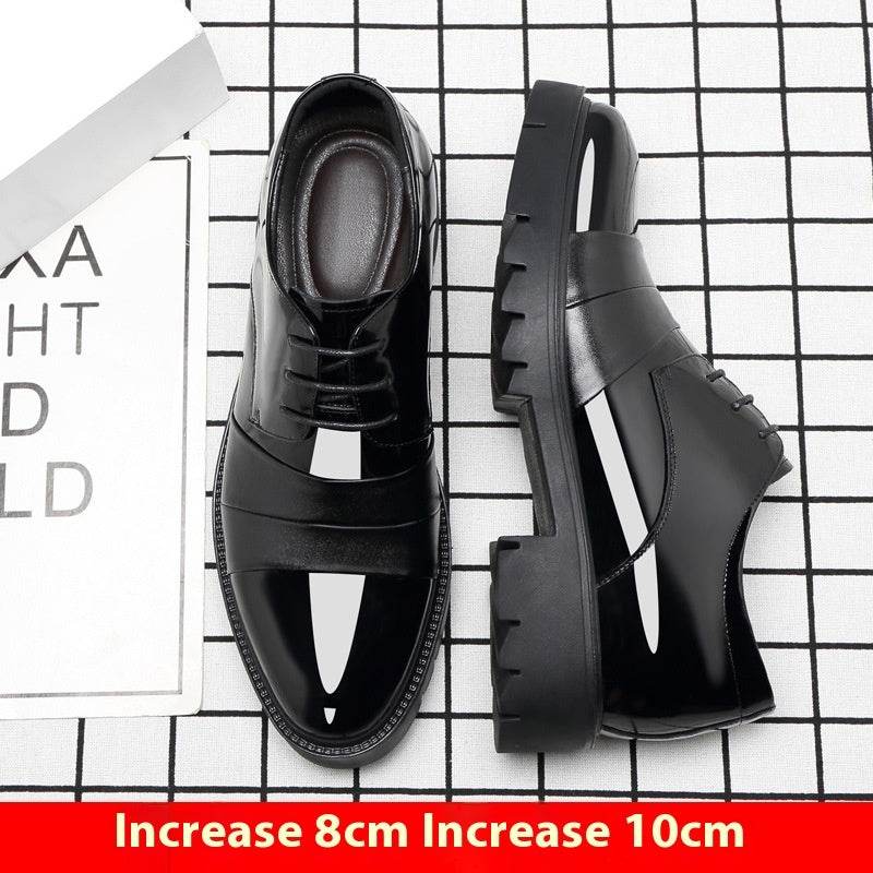 Height Increasing Insole 10cm Men's Business Formal Wear Paint Bright Leather 8cm Platform Height Increasing Shoes - Velora