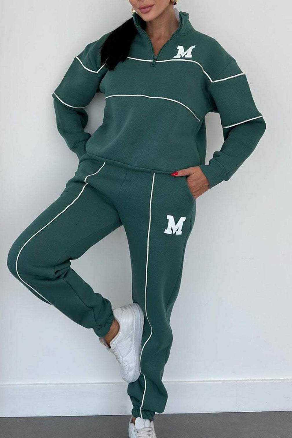 Womens 2 Piece Outfits Lounge Hoodless Pullover Sweatshirt Sweatsuit Sets Sweatshirt Baggy Fashion Sweatpants With Pockets - Velora