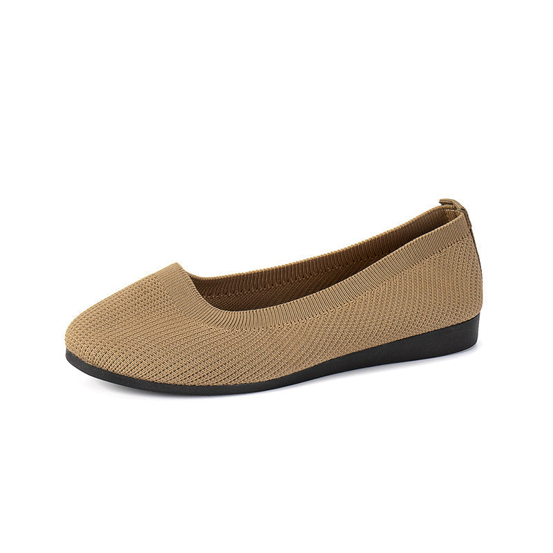 Round Toe Flats Shoes Casual Comfortable Soft Slip On Knit Mesh Shoes For Women - Velora