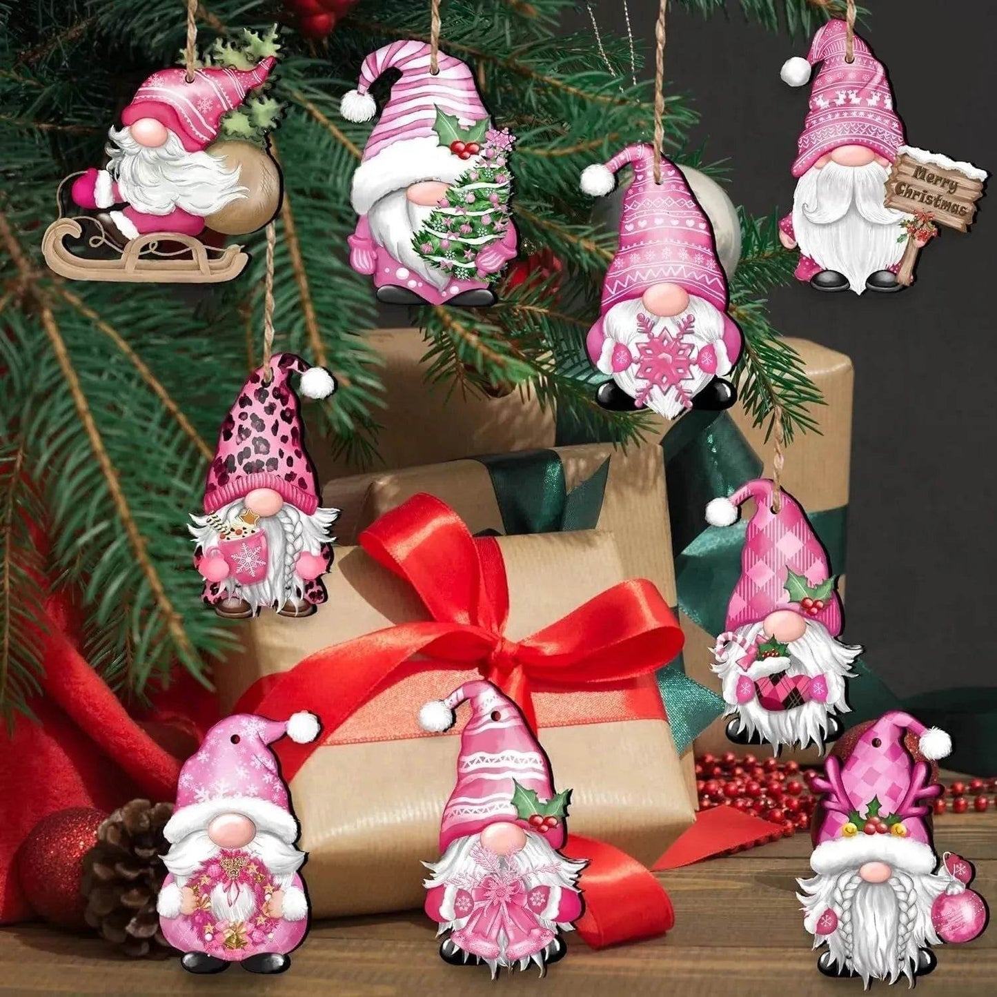 24 PCs Christmas Wooden Hanging Ornaments - Velora