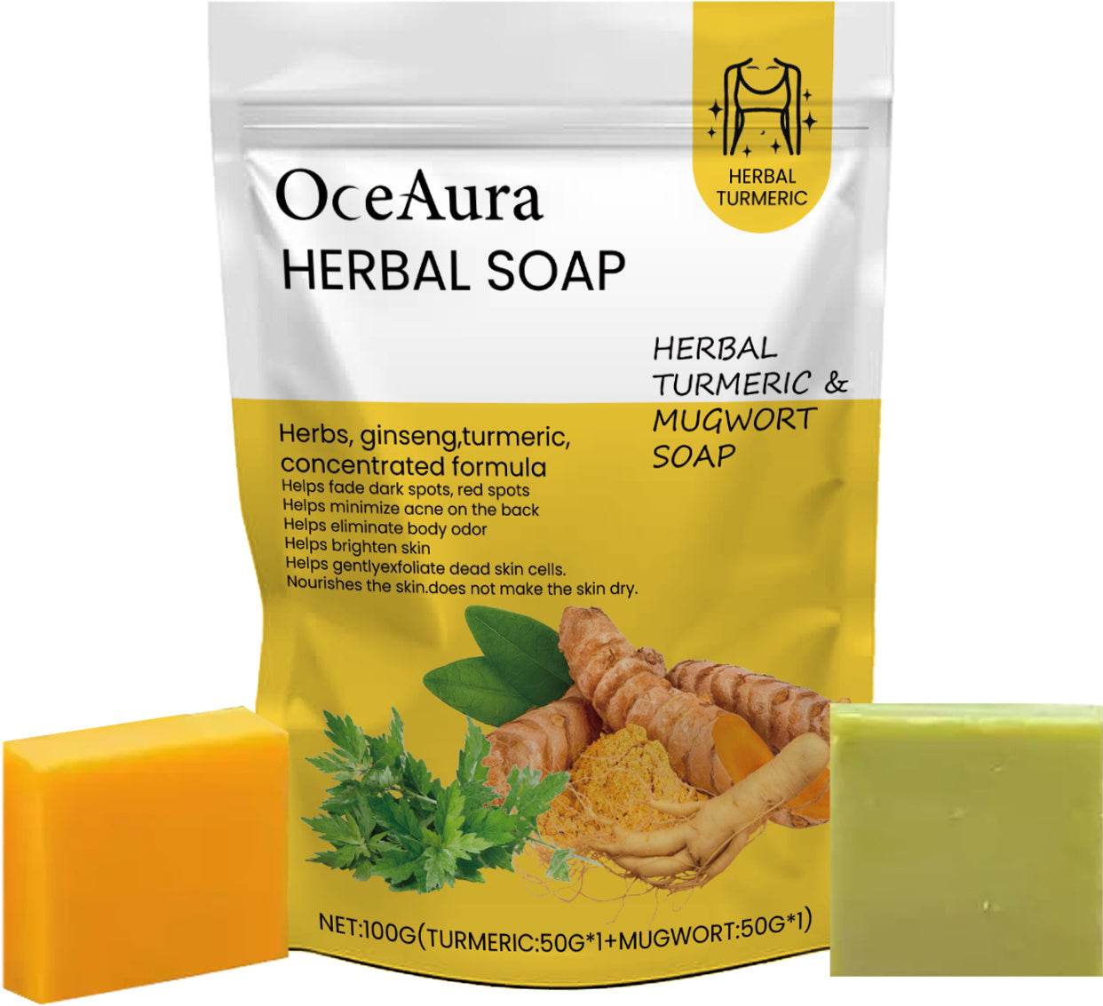 OceAura Turmeric Natural Herbal Organic Skincare Soap - Velora