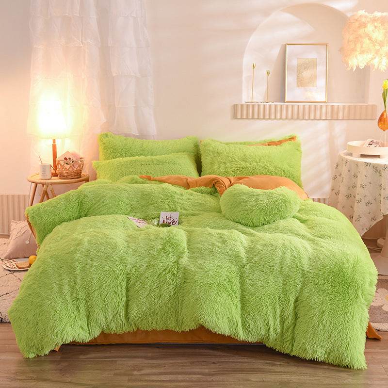 Luxury Thick Fleece Duvet Cover Queen King Winter Warm Bed Quilt Cover Pillowcase Fluffy Plush Shaggy Bedclothes Bedding Set Winter Body Keep Warm - Velora
