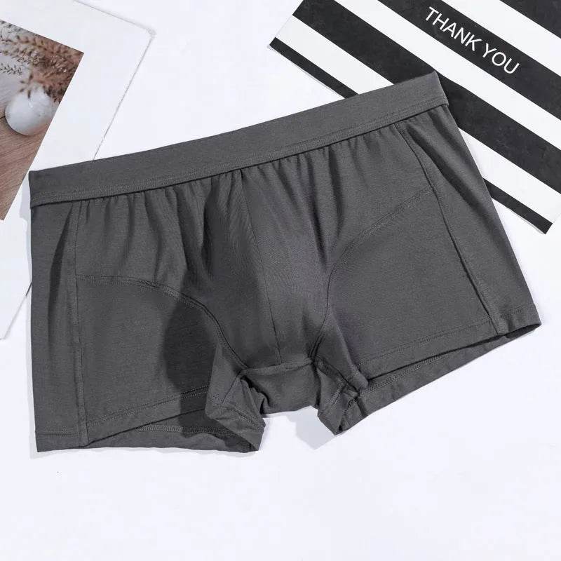 Men's Underwear Plain Cotton Boxer Short Breathable U Convex - Velora