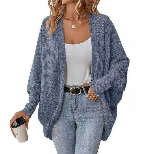 Women's Fashionable Batwing Sleeve Cardigan Loose Knitted Coat - Velora