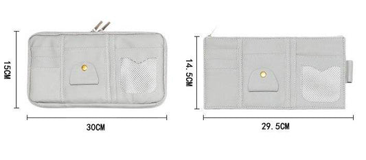 Car Sun Visor Organizer Storage Holder Full Leather Wrap - Velora