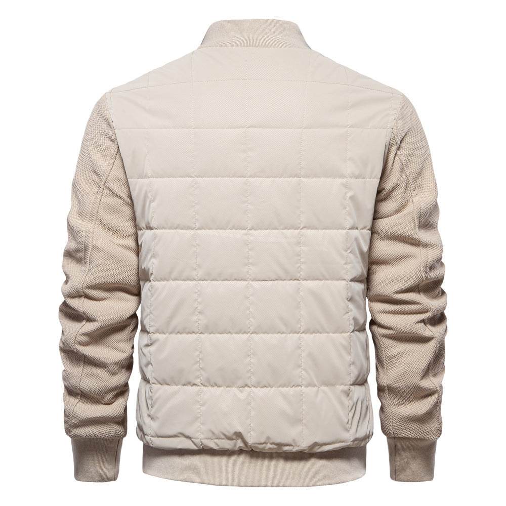 Fashion Stitching Coat Winter Personality Stand Collar Zipper Jacket Men's Clothing - Velora