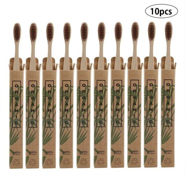 10pcs Bamboo toothbrushes - Velora
