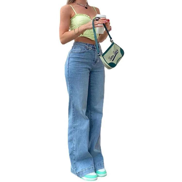 Women's Jeans Mid-rise Blue Commuter Bootcut Pants - Velora