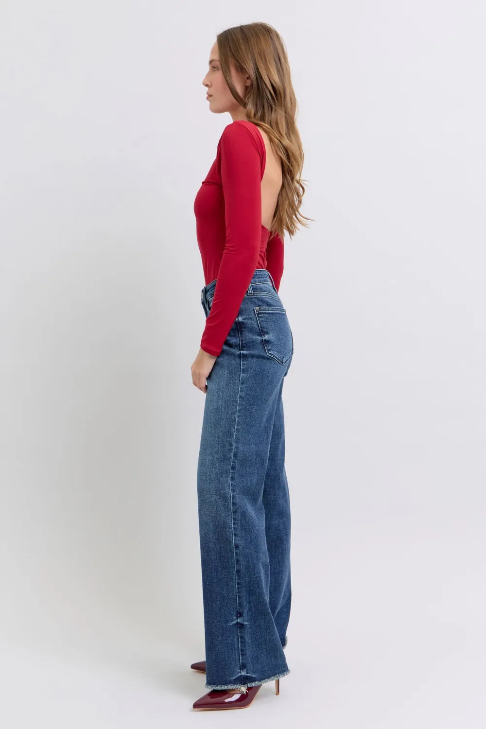 Judy Blue Full Size Raw Hem Mid Rise Jeans - Velora