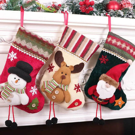 Christmas Stockings Gift Bag Flannel Small Size Hanging Decorations - Velora