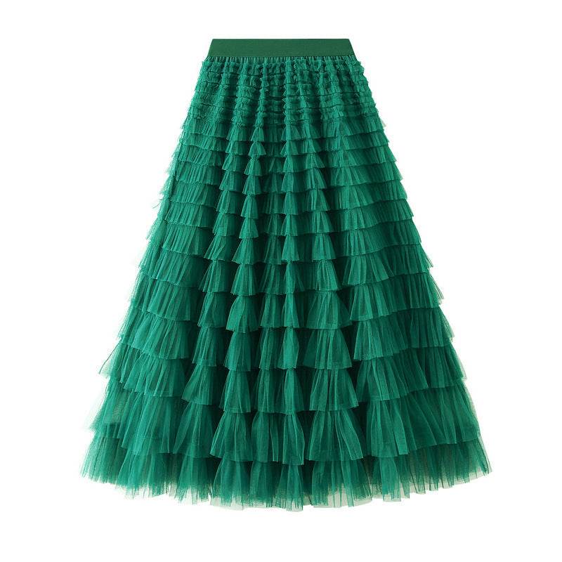Cake Skirt Women's White Gauze long Layered tulle Skirt - Velora