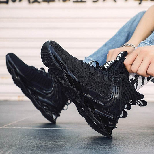 Men's Four Seasons Flyknit Breathable Blade Sole Mid-Top Sneakers - Velora