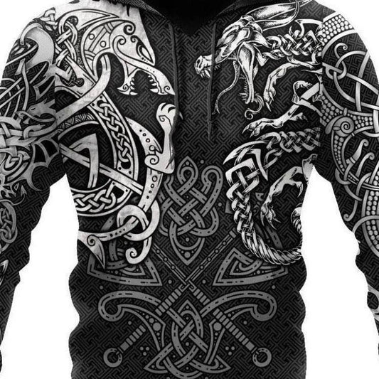 Men's Gothic Printed Street Fashion Classic Hoodie Pullover