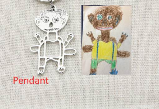 Custom Kids Drawing Painting Necklace Stainless Stee Personalized Children Artwork Pendant For Kids Mom Family Jewelry Gifts - Velora