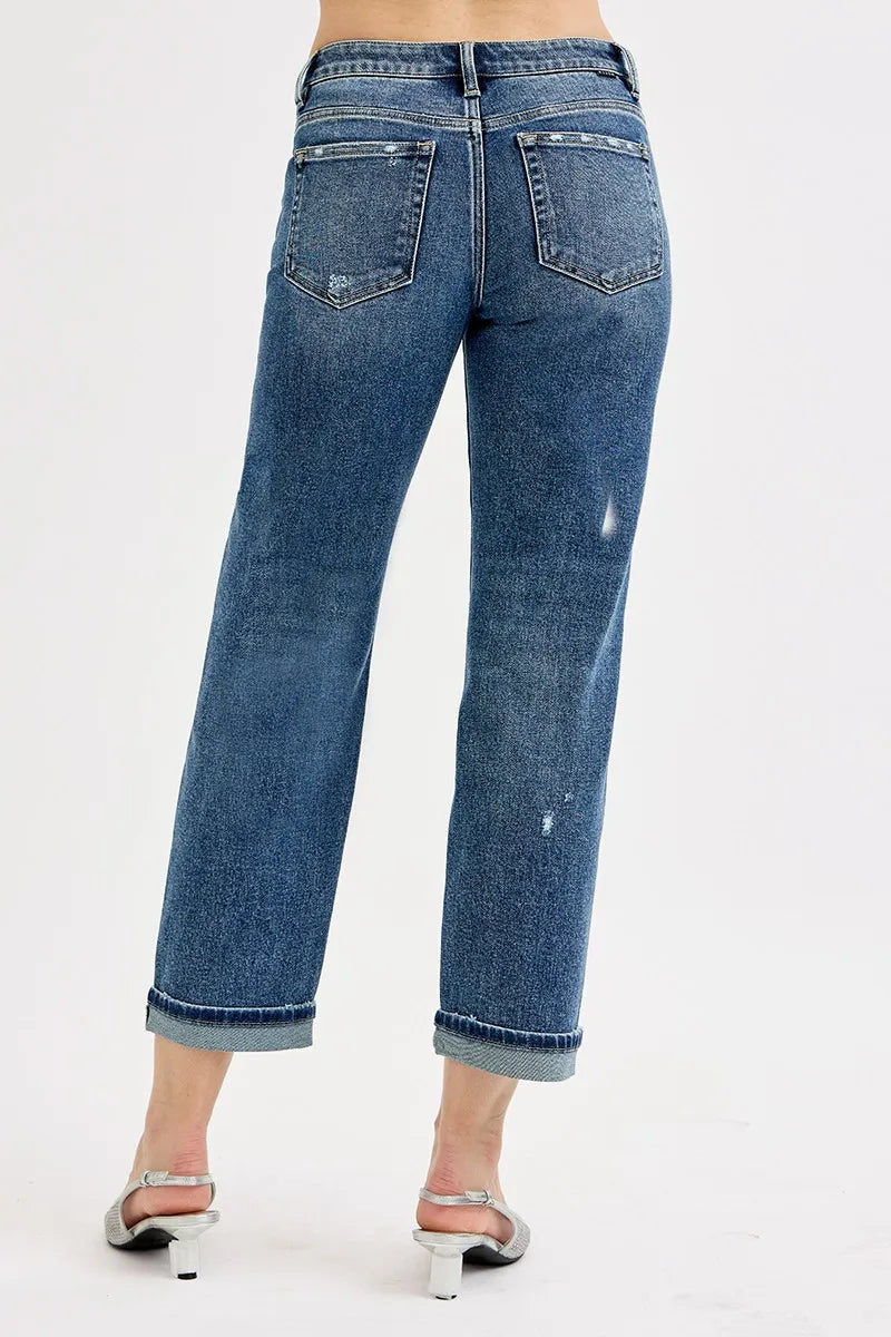 RISEN Full Size Low Rise Crop Boyfriend Jeans Plus Size - Velora