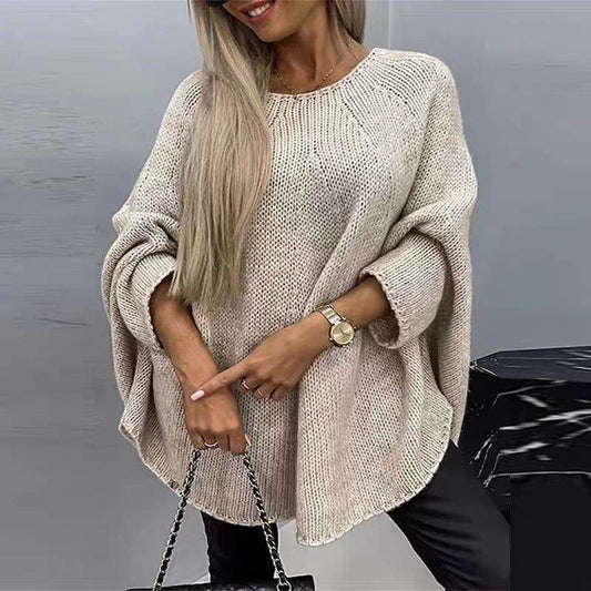 Winter Loose Batwing Sleeve Pullover Sweater Fashion Oversized Knitted Shawl Sweater Tops For Women Clothing - Velora
