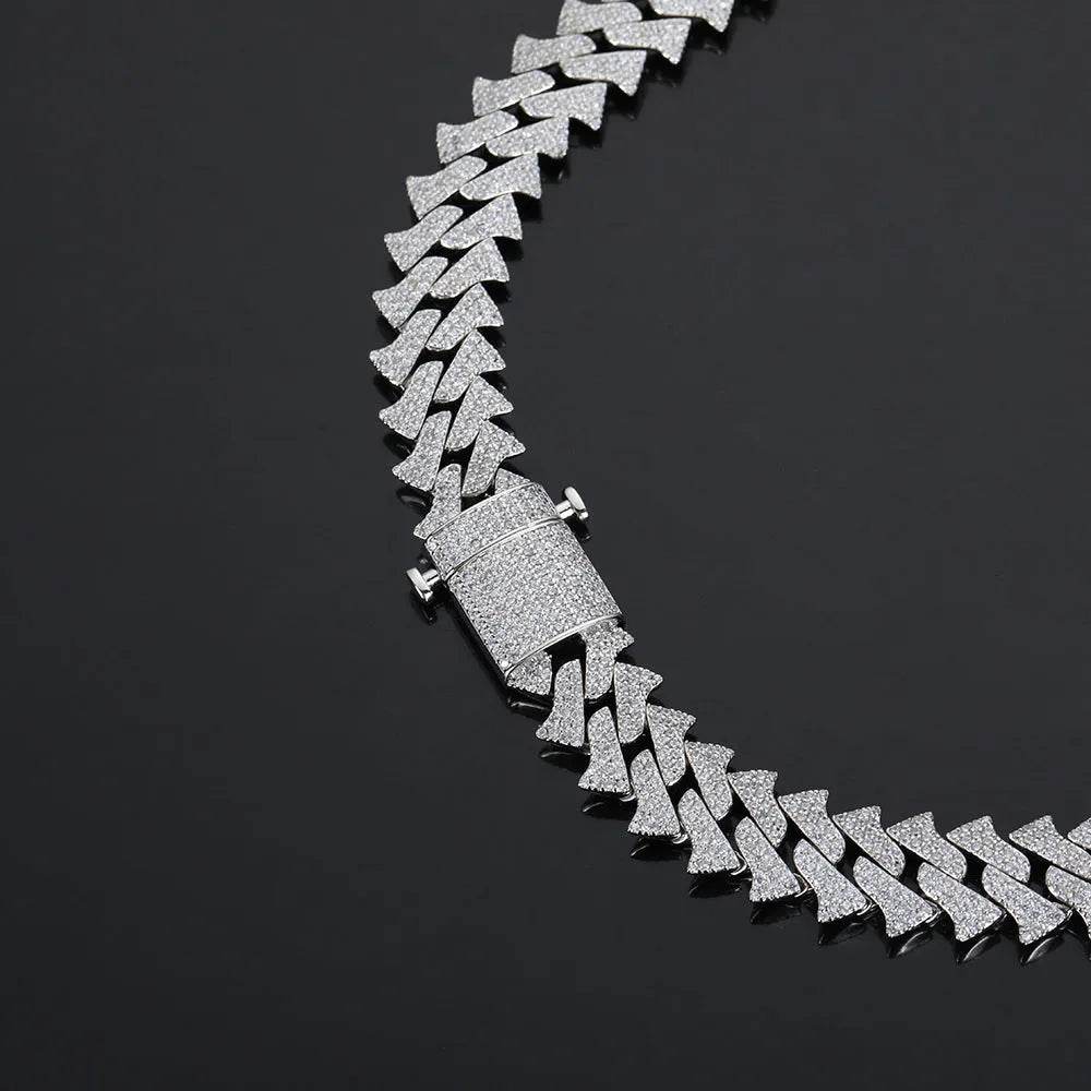 14mm Men's Hip Hop Zircon Thorns Cuban Link Chain - Velora